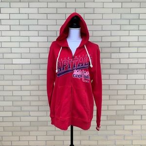 🎉HP🎉 New Large Mitchell & Ness Washington Capitals Hockey Zip Up Hoodie